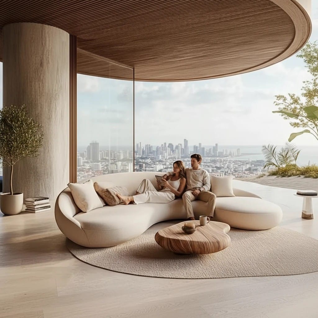 Home Atelier Curved Organic Shape Living Room Sofa