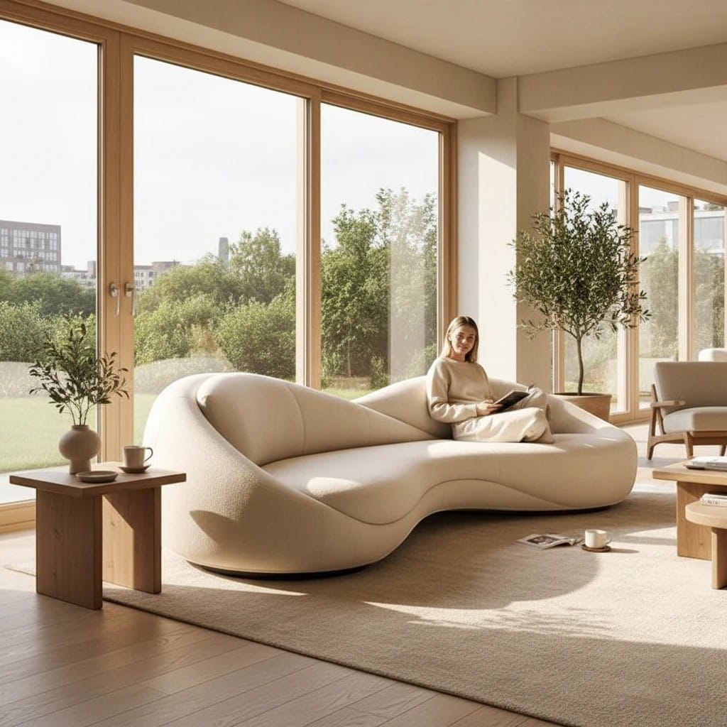 Home Atelier Curved Organic Shape Living Room Sofa