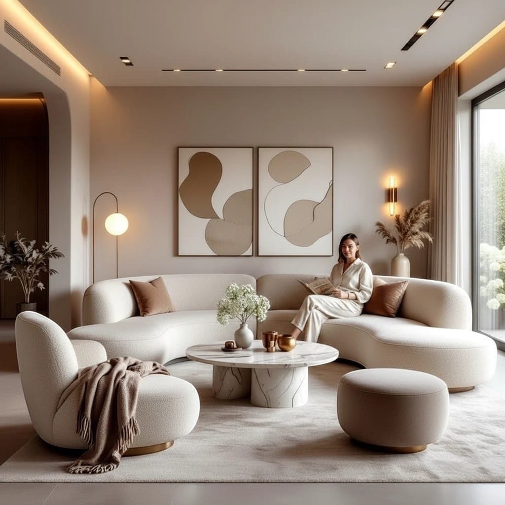 Home Atelier Curved Sectional Sofa and Living Room Furniture Set