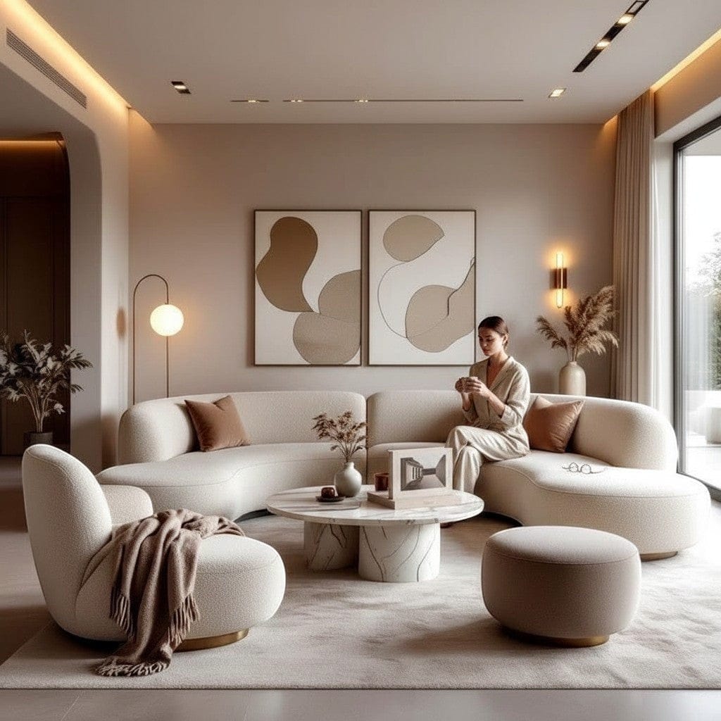 Home Atelier Curved Sectional Sofa and Living Room Furniture Set