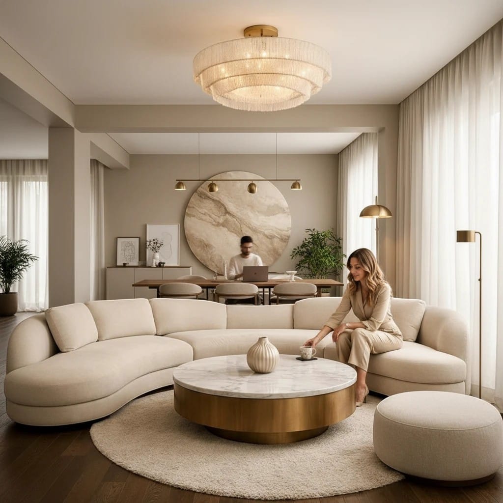Home Atelier Curved Sectional Sofa for Modern Living Room
