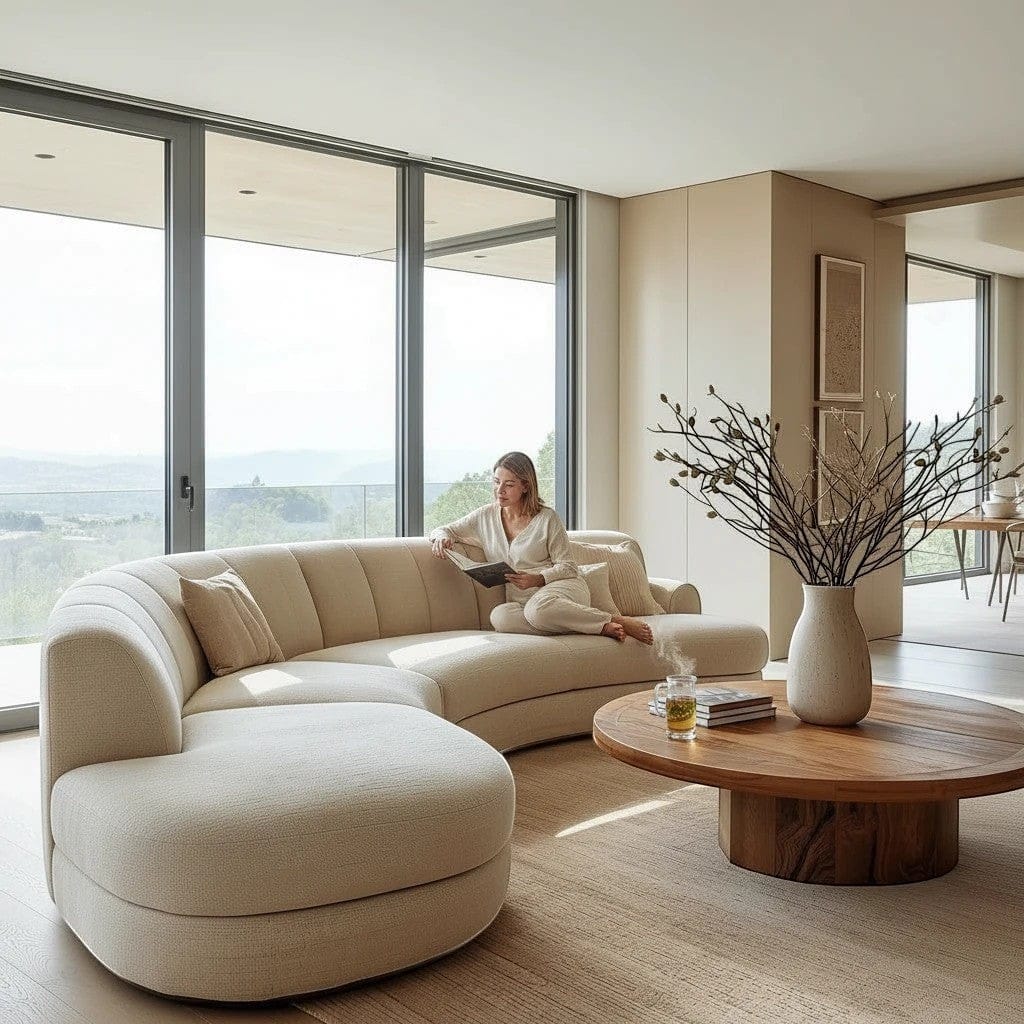 Home Atelier Curved Sectional Sofa with Matching Ottoman