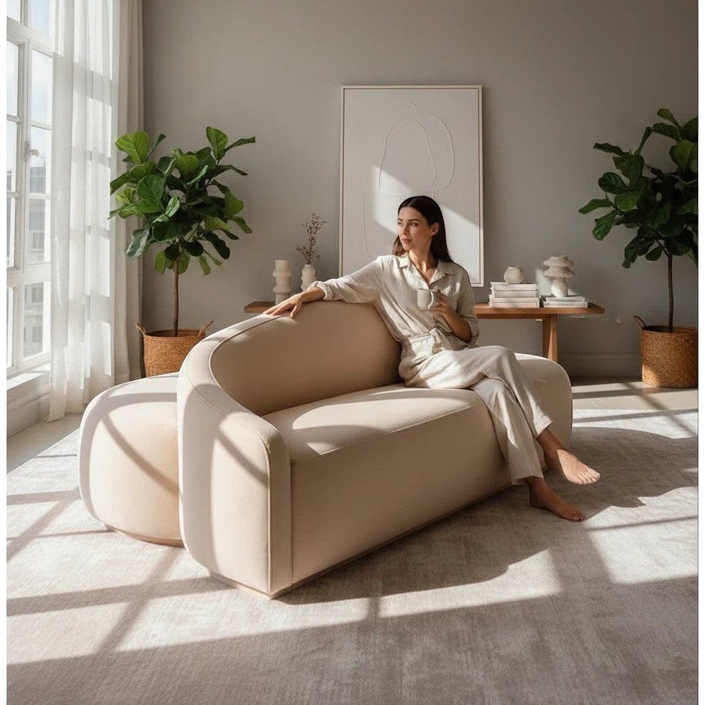 Home Atelier Curved Upholstered Contemporary Living Room Sofa