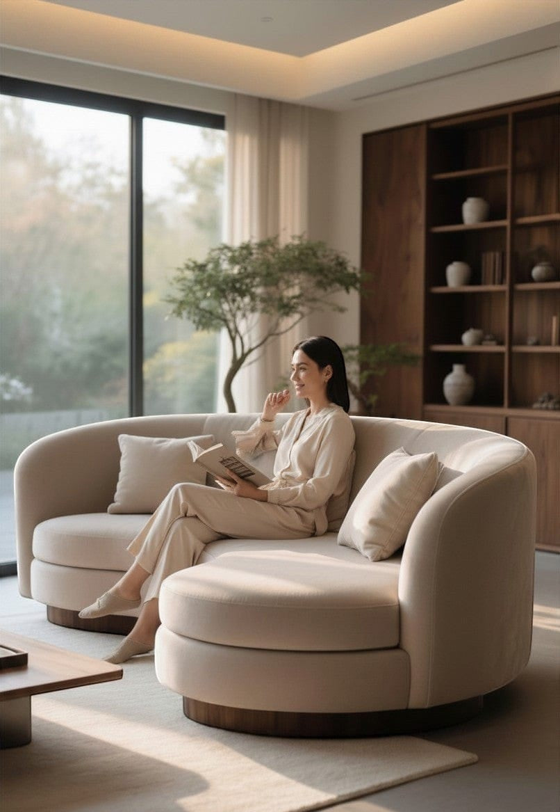 Home Atelier Curved Upholstered Living Room Sofa
