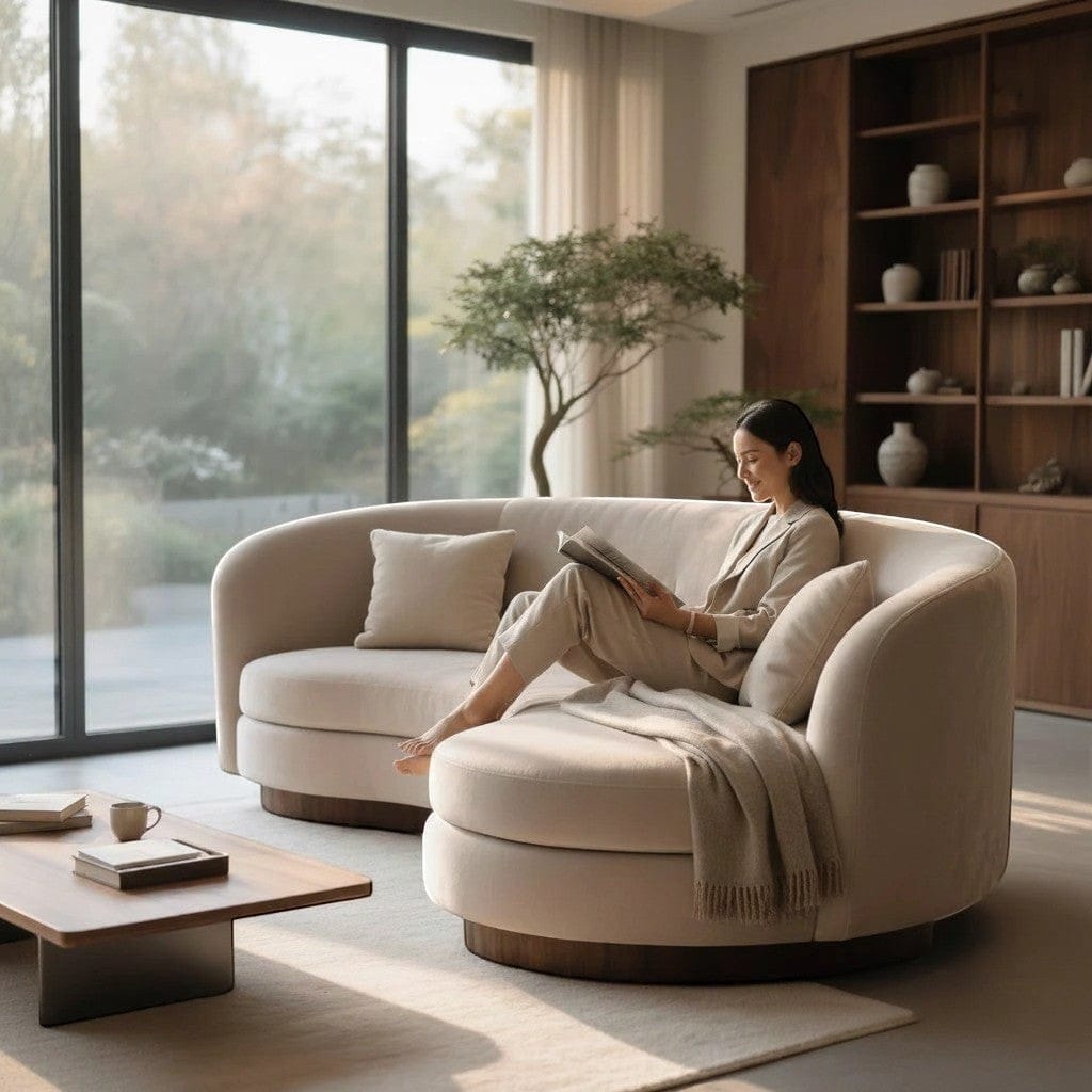 Home Atelier Curved Upholstered Living Room Sofa