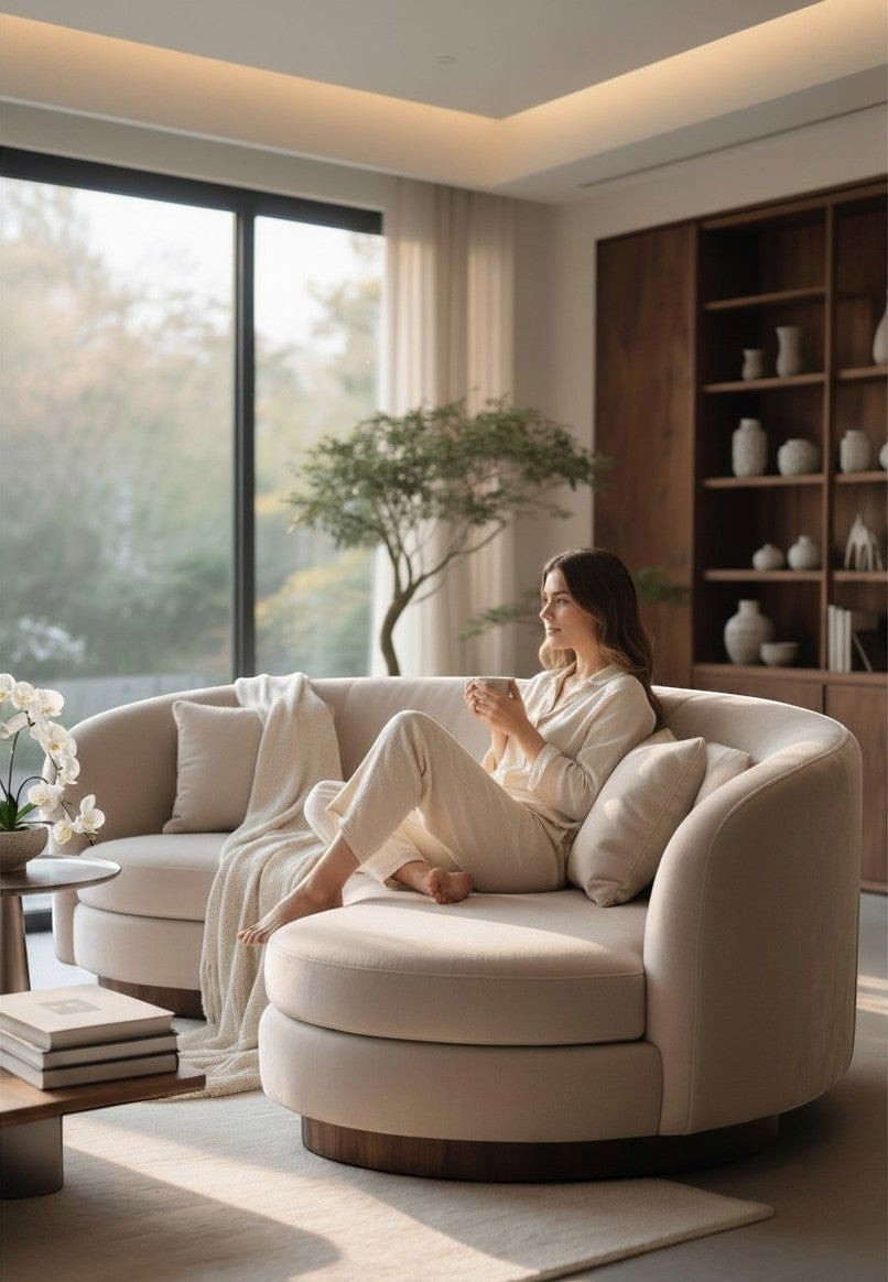 Home Atelier Curved Upholstered Living Room Sofa