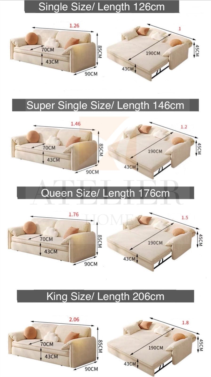 Home Atelier Dan Scratch Resistant Sofa Bed