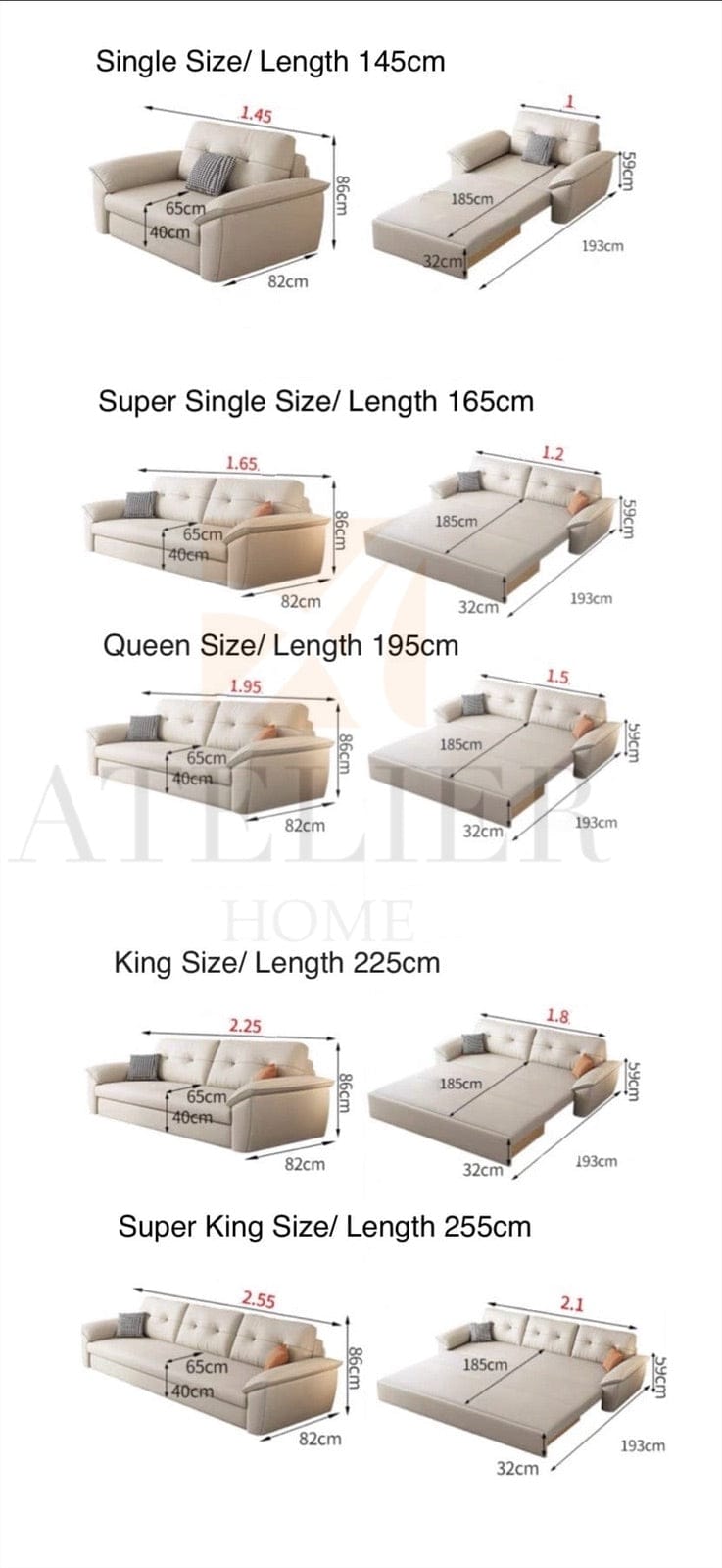 Home Atelier Danny Water Resistant Storage Sofa Bed