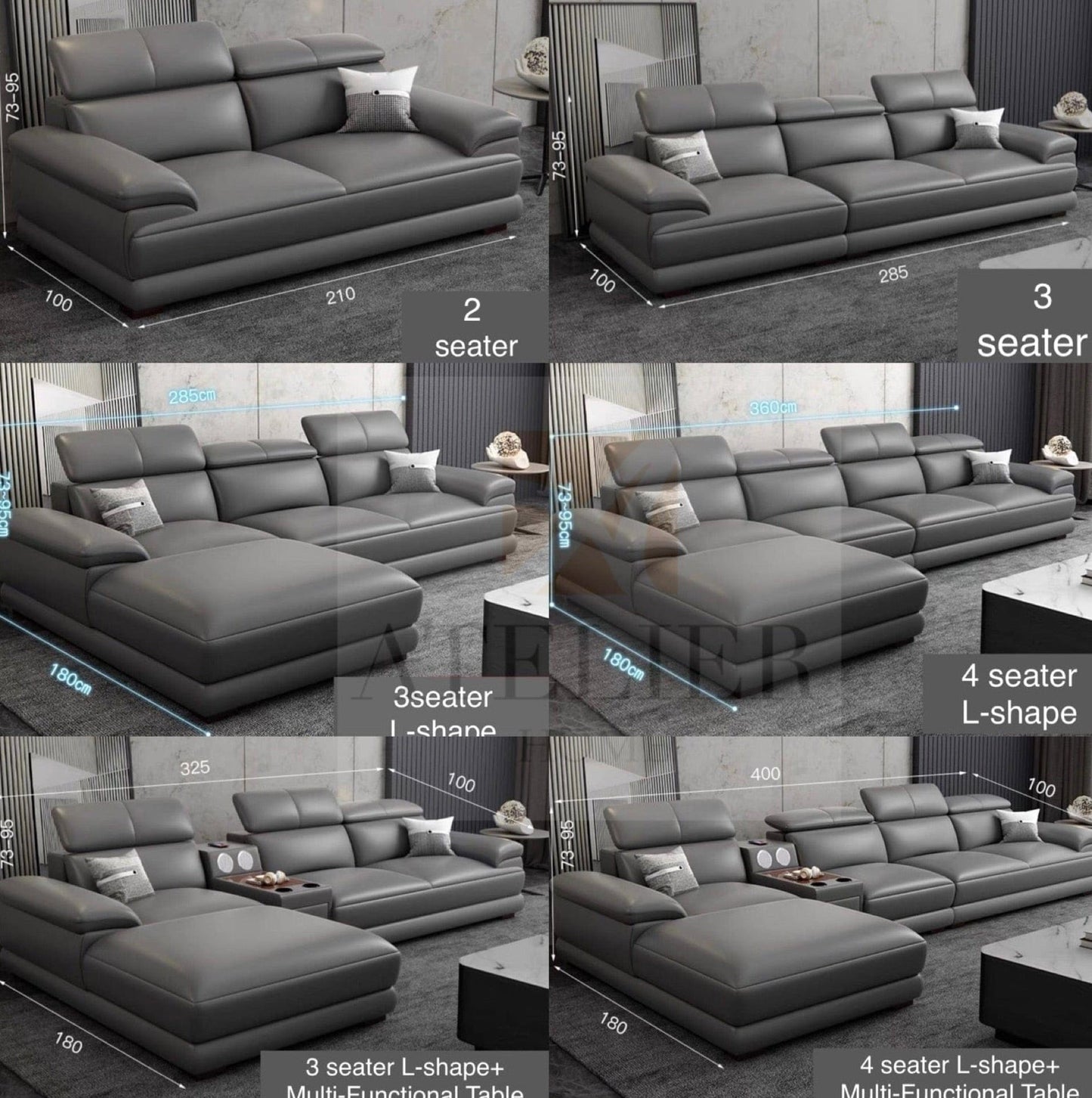 Home Atelier Danzo Sectional Genuine Leather Sofa