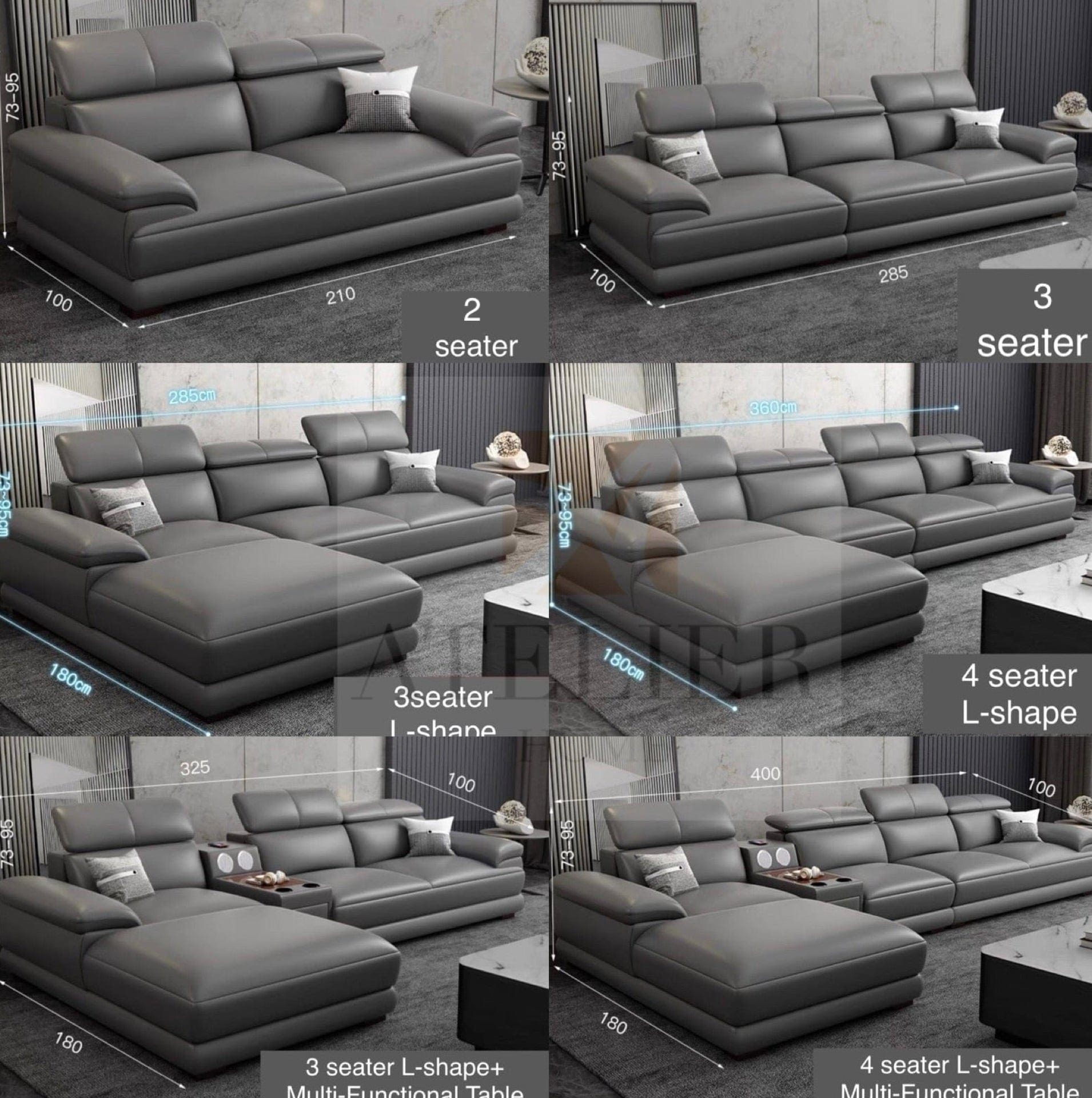 Home Atelier Danzo Sectional Genuine Leather Sofa