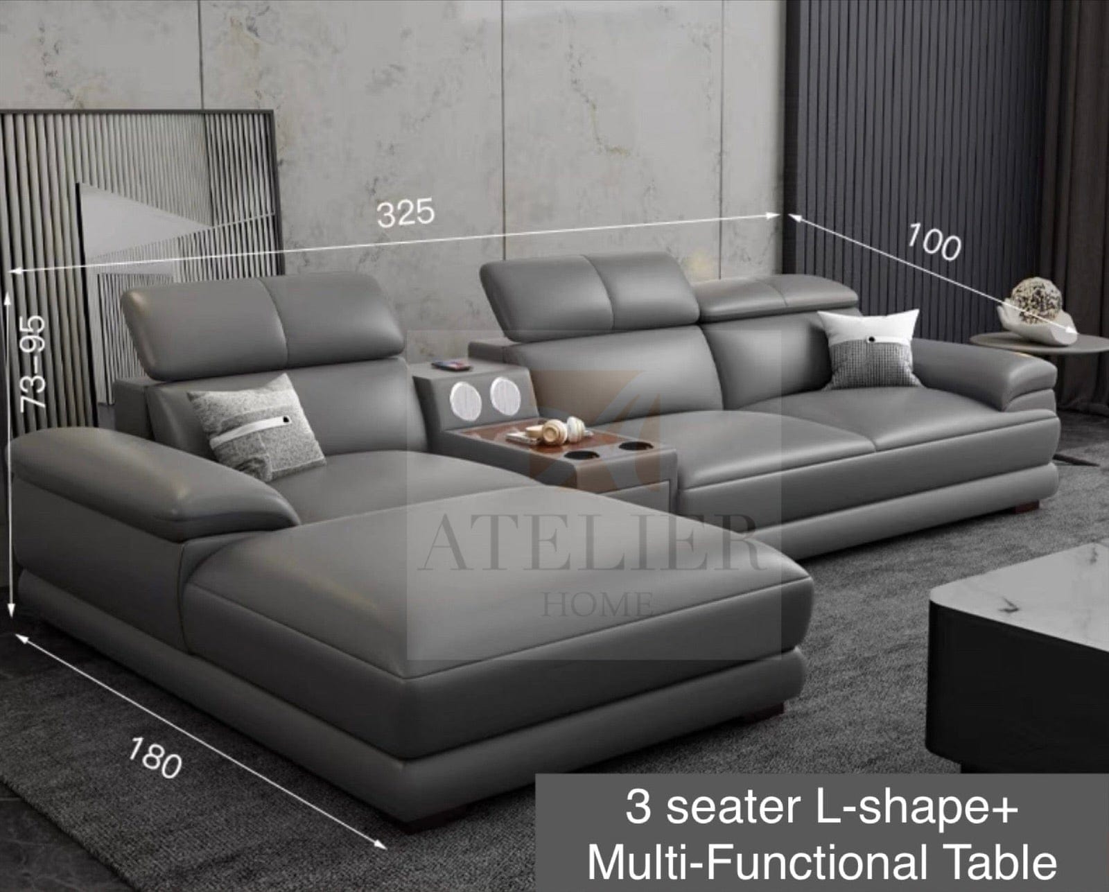 Home Atelier Danzo Sectional Genuine Leather Sofa