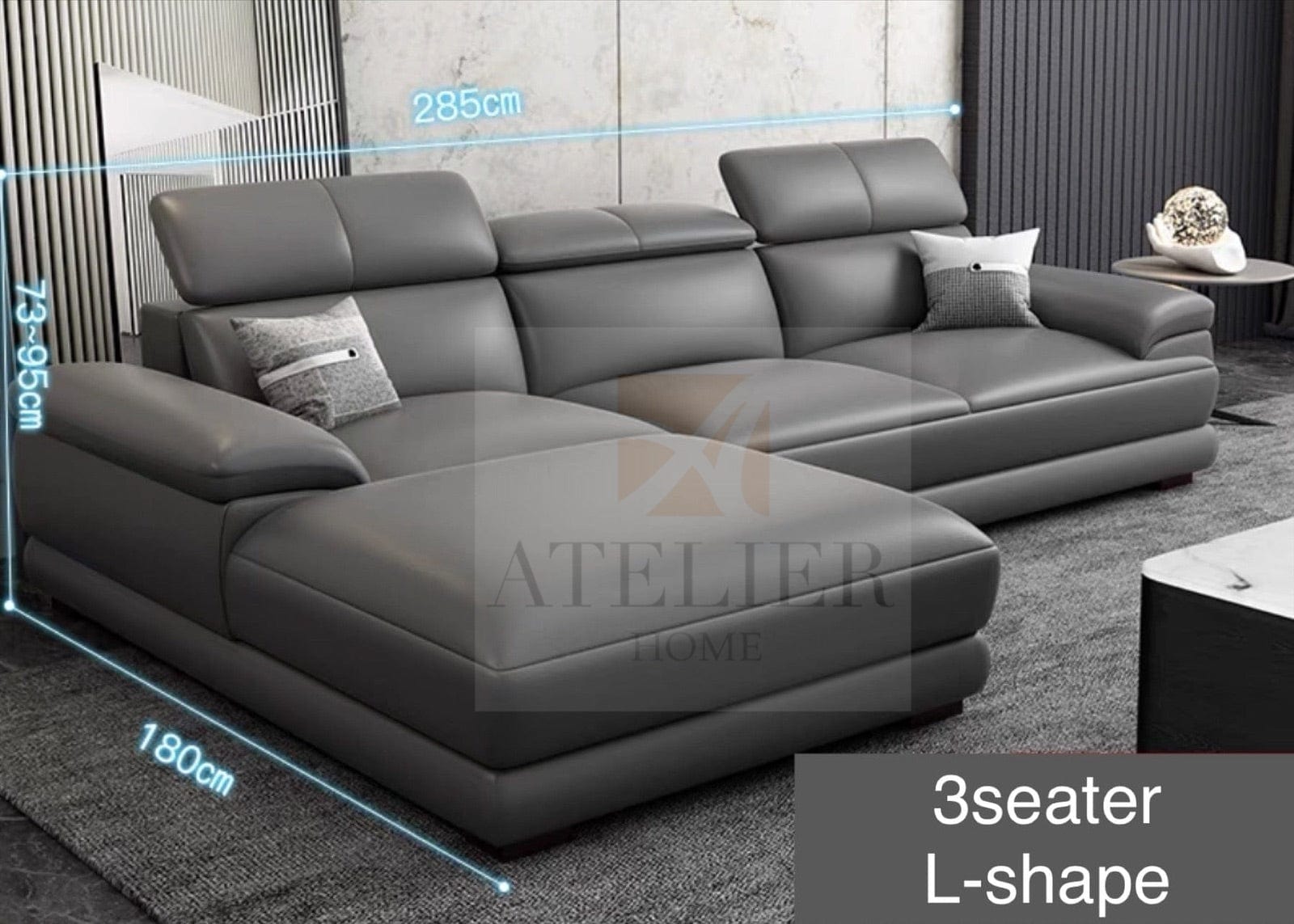 Home Atelier Danzo Sectional Genuine Leather Sofa