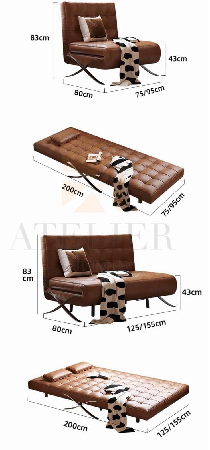Home Atelier Darel Pull-out Boucle Sofa Bed (Copy 4)