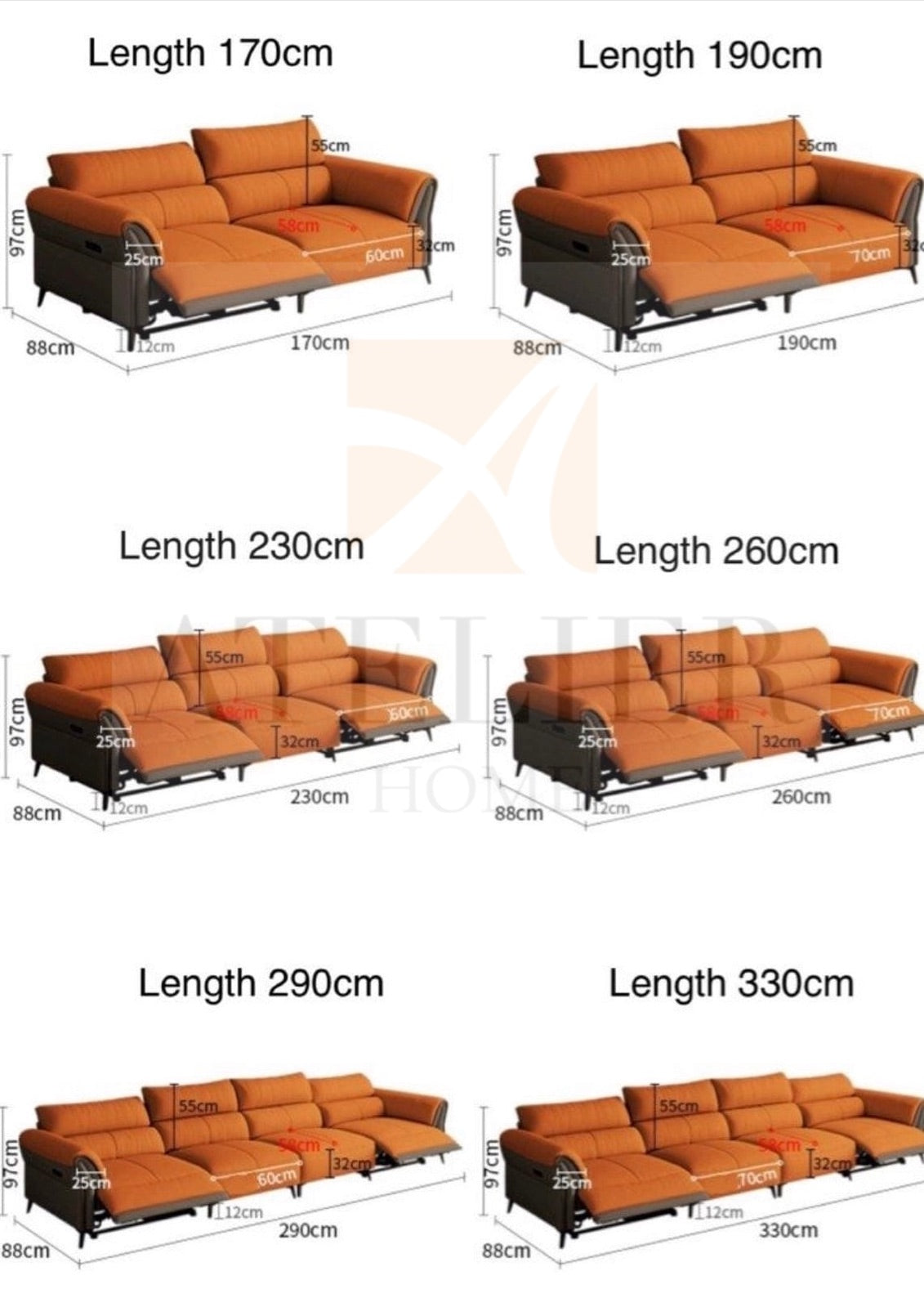 Home Atelier Darius Recliner Sofa