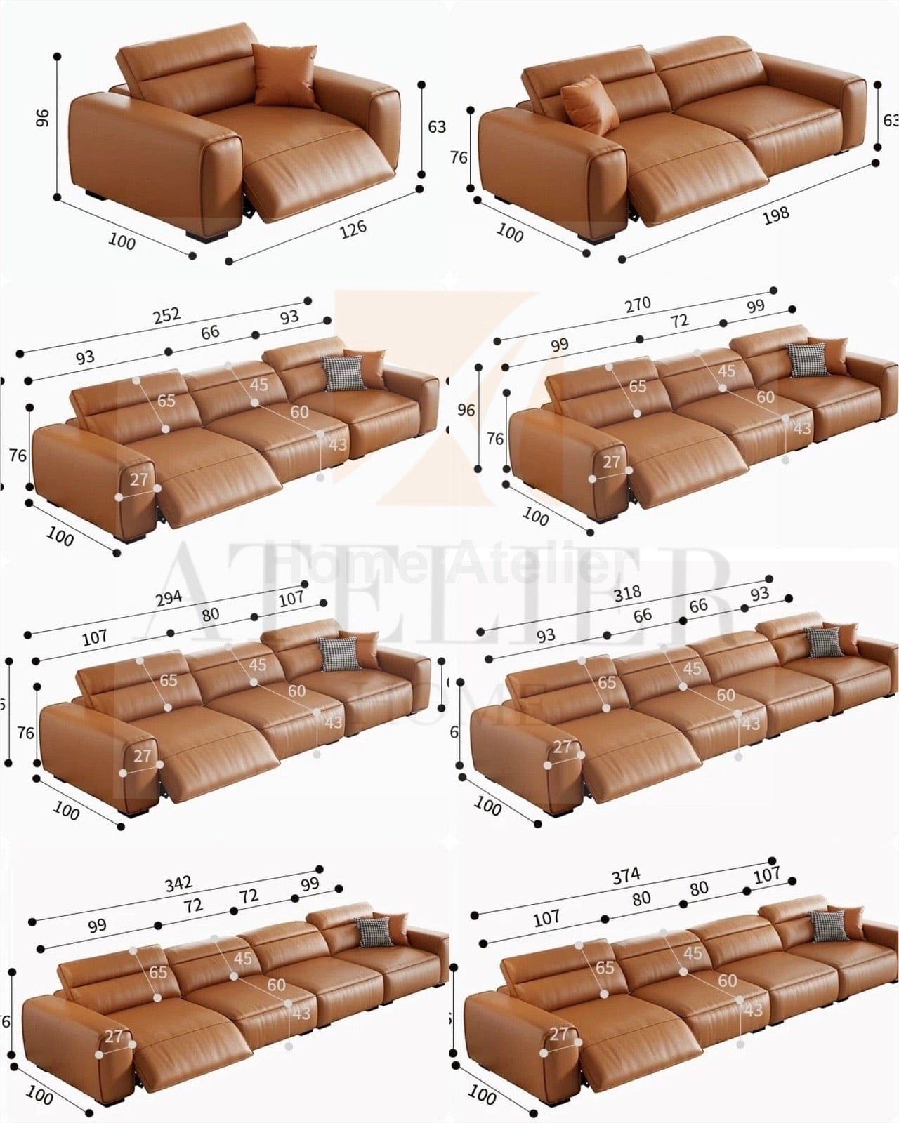 Home Atelier Darren Electric Recliner Leather Sofa