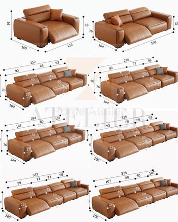 Home Atelier Darren Electric Recliner Leather Sofa