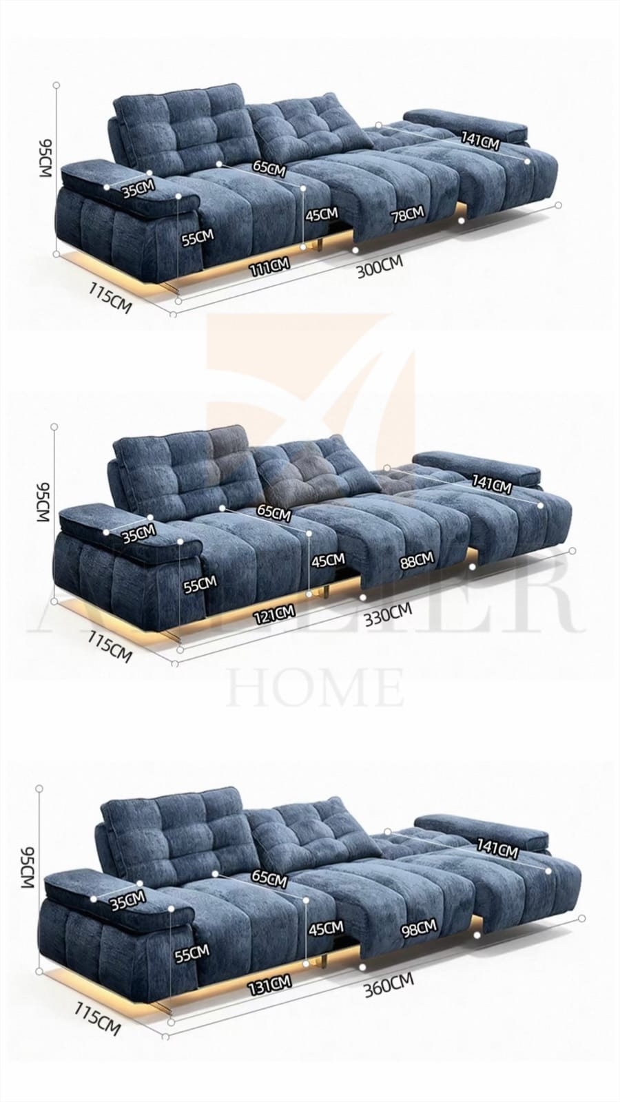 Home Atelier Dendrick Scratch Resistant Electric Extendable Sofa Bed (Copy)