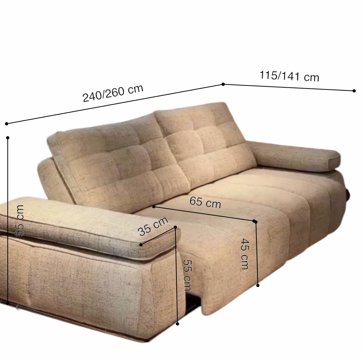 Home Atelier Dendrick Scratch Resistant Electric Extendable Sofa Bed (Copy)
