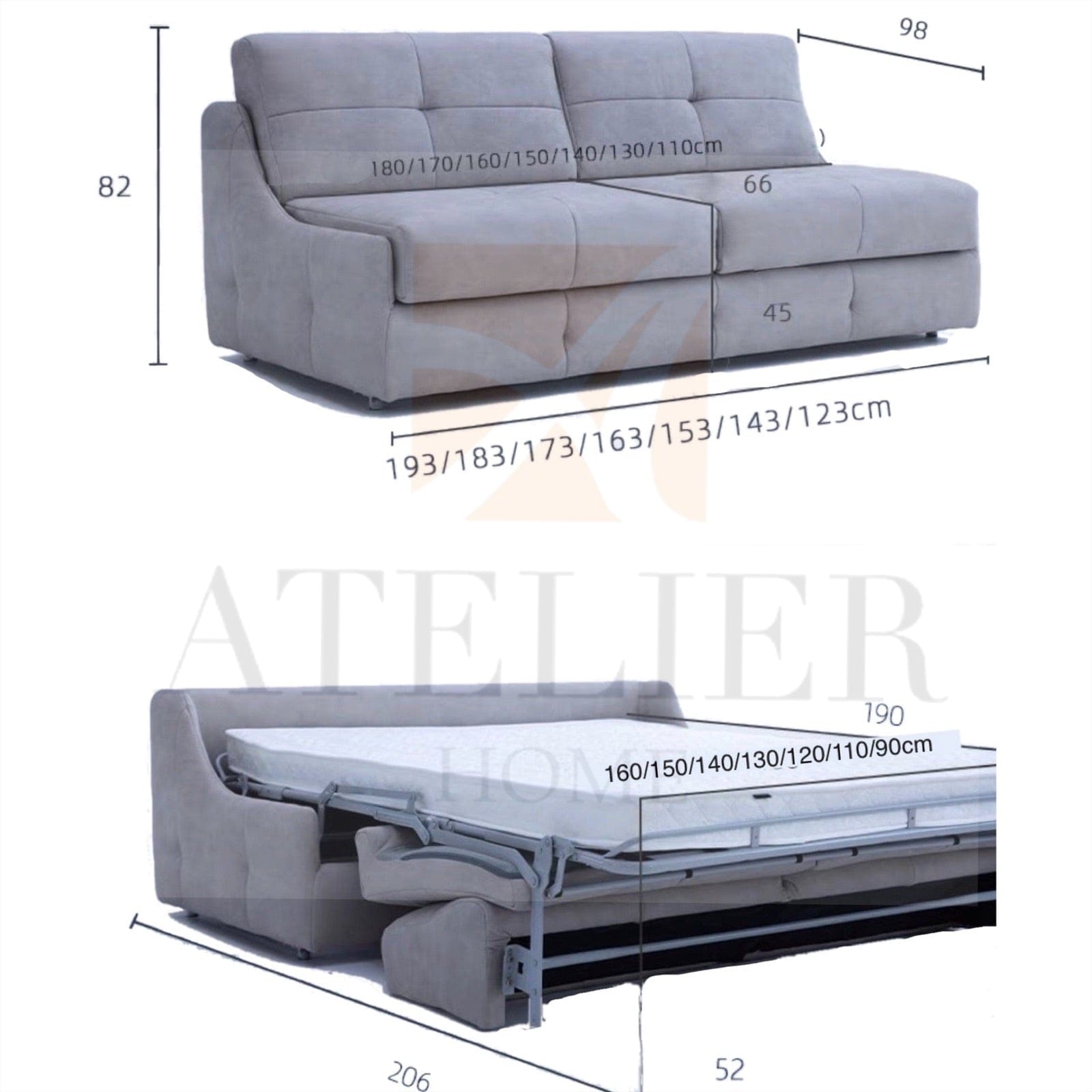 Home Atelier Denna Scratch Resistant Leather-Aire Foldable Sofa Bed with Mattress