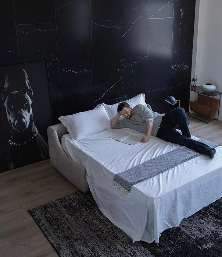 Home Atelier Denna Scratch Resistant Leather-Aire Foldable Sofa Bed with Mattress