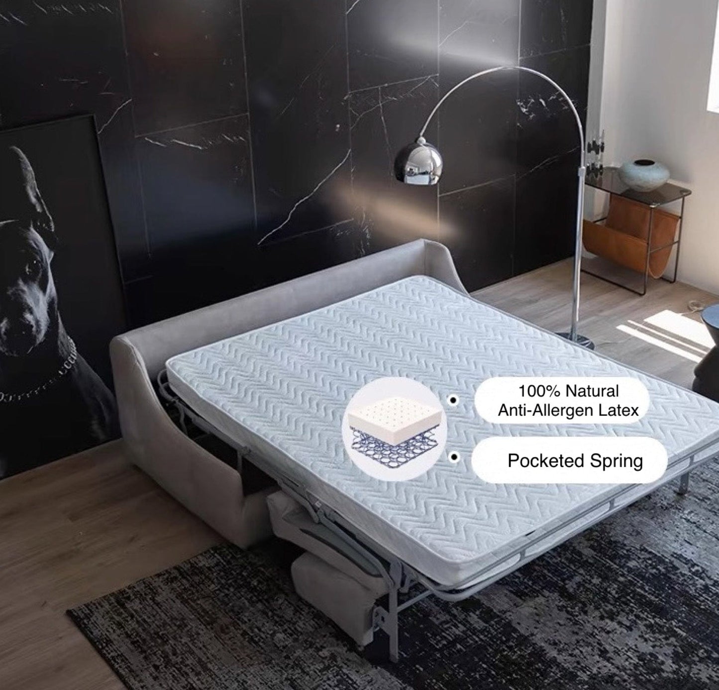 Home Atelier Denna Scratch Resistant Leather-Aire Foldable Sofa Bed with Mattress