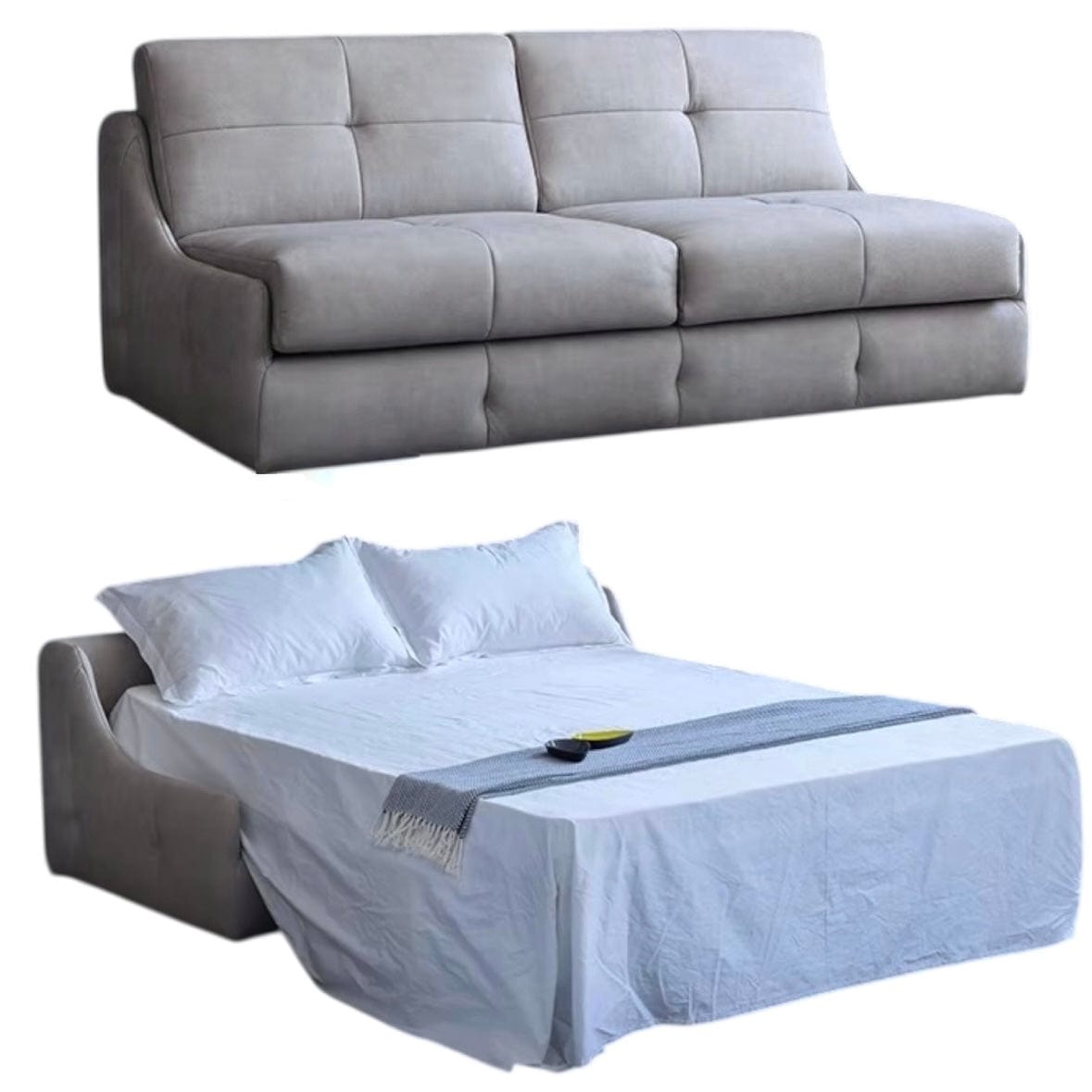 Home Atelier Denna Scratch Resistant Leather-Aire Foldable Sofa Bed with Mattress