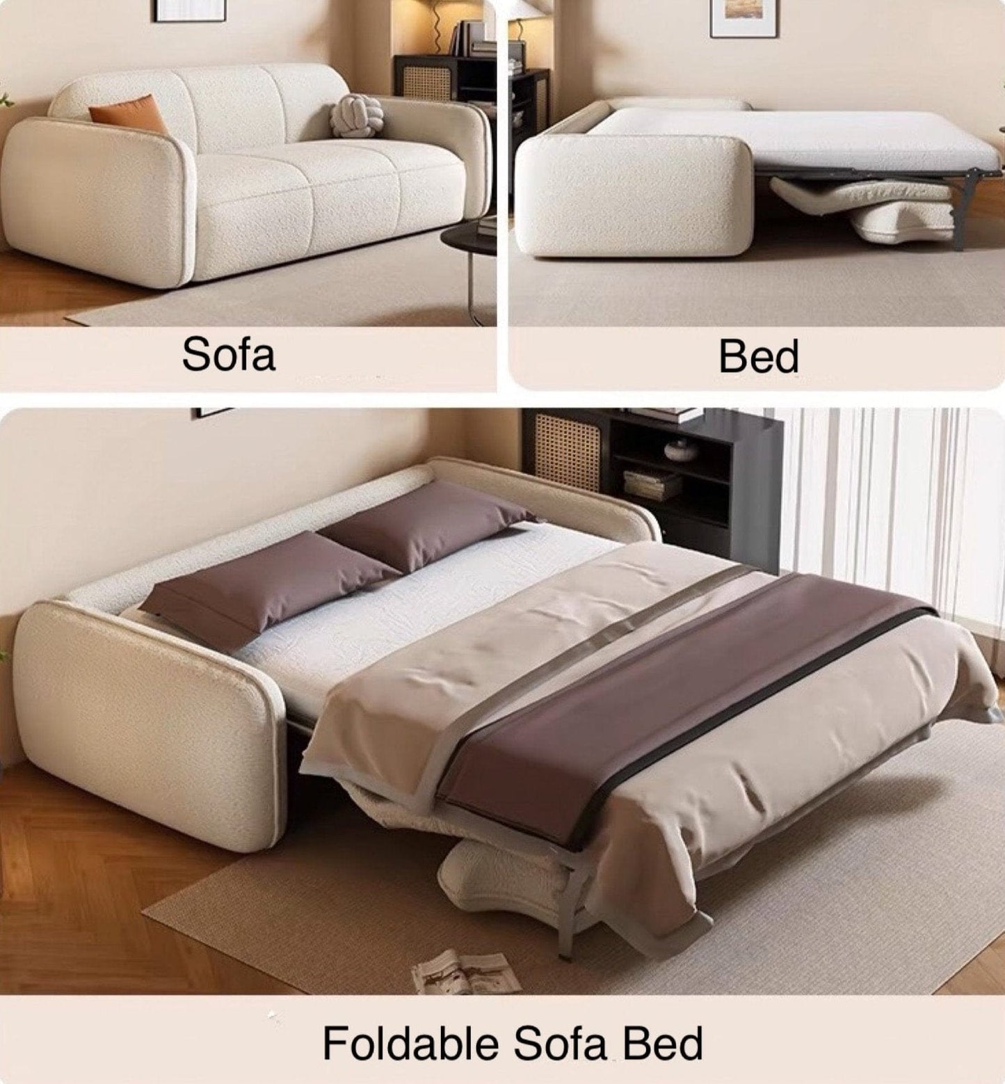 Home Atelier Denver Foldable Sofa Bed with Mattress