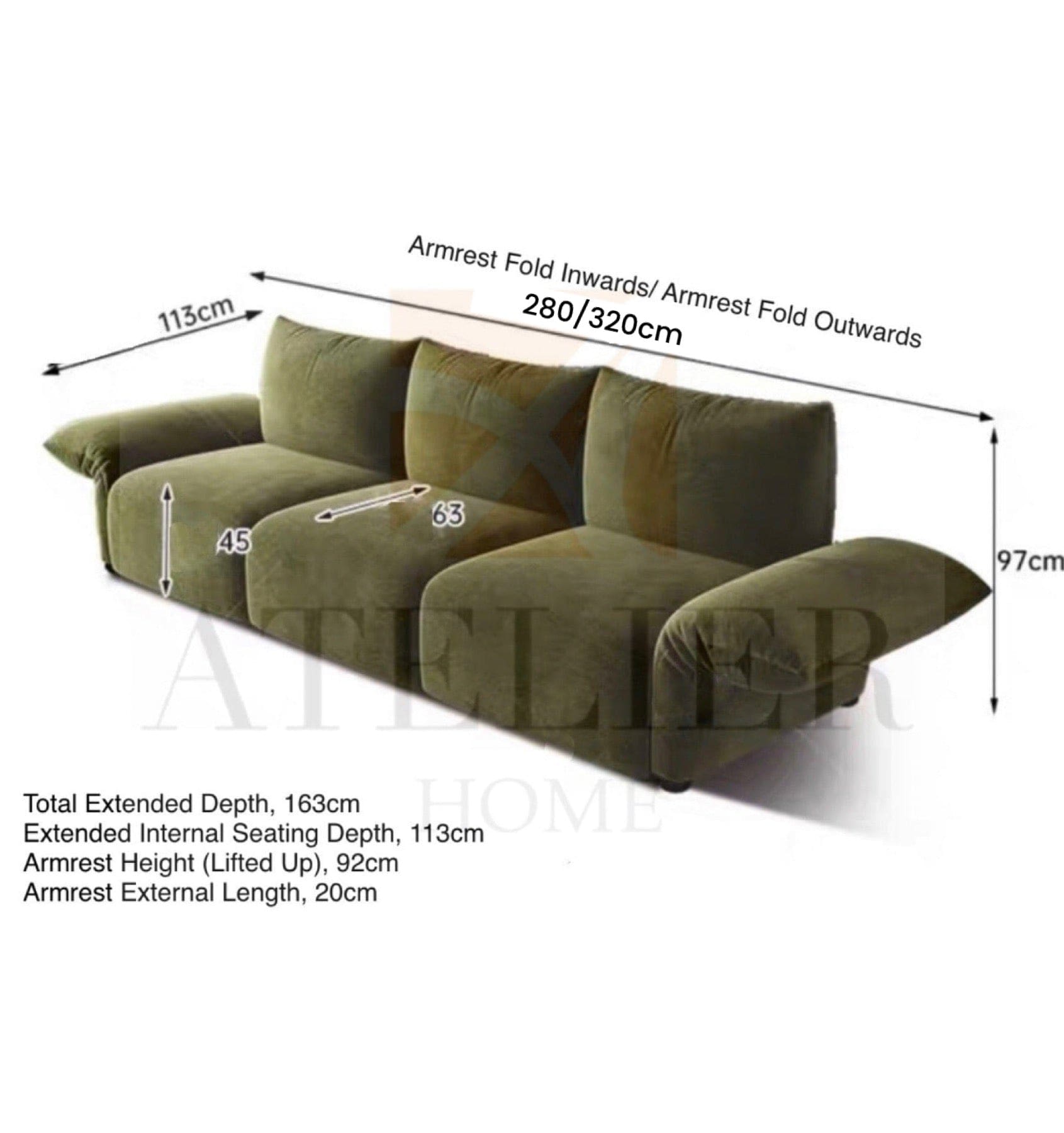 Home Atelier Diana Electric Sofa Bed with Foldable Armrest