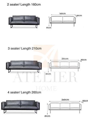 Home Atelier Donnie Genuine Cowhide Leather Sofa