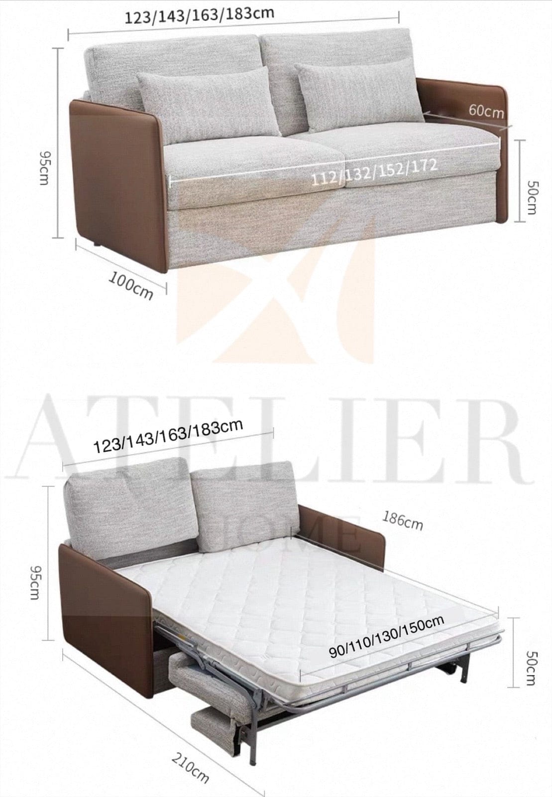 Home Atelier Dora Foldable Sofa Bed with Mattress