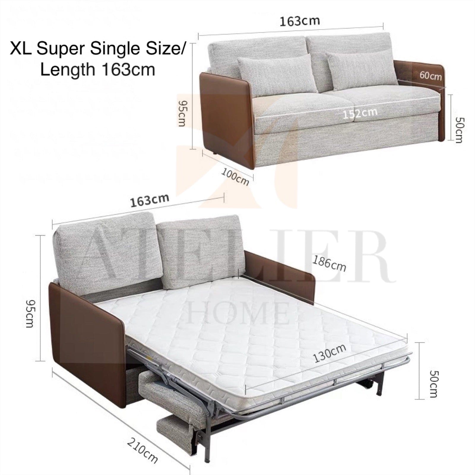 Home Atelier Dora Foldable Sofa Bed with Mattress