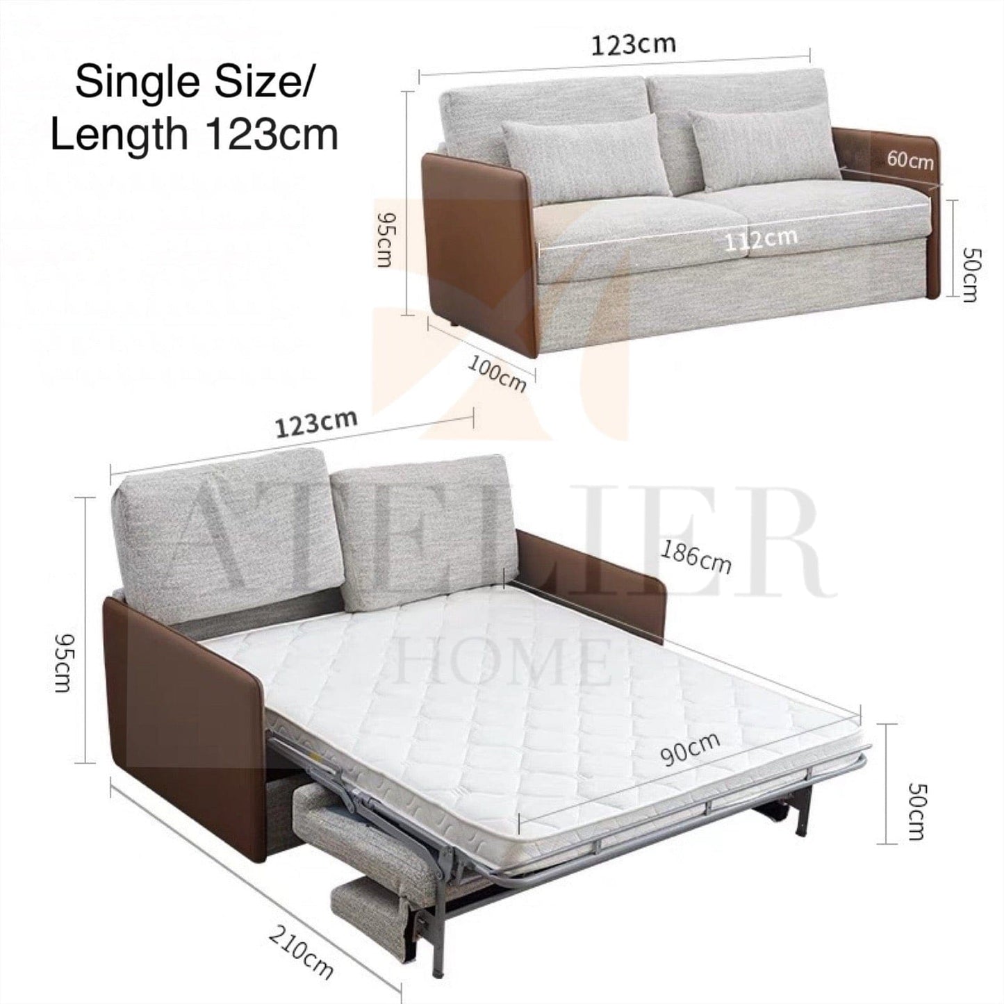 Home Atelier Dora Foldable Sofa Bed with Mattress