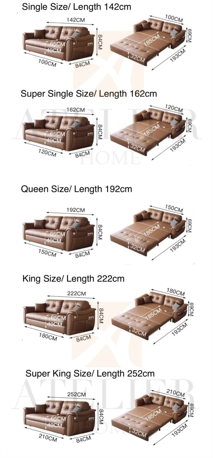 Home Atelier Dyan Scratch Resistant Storage Sofa Bed