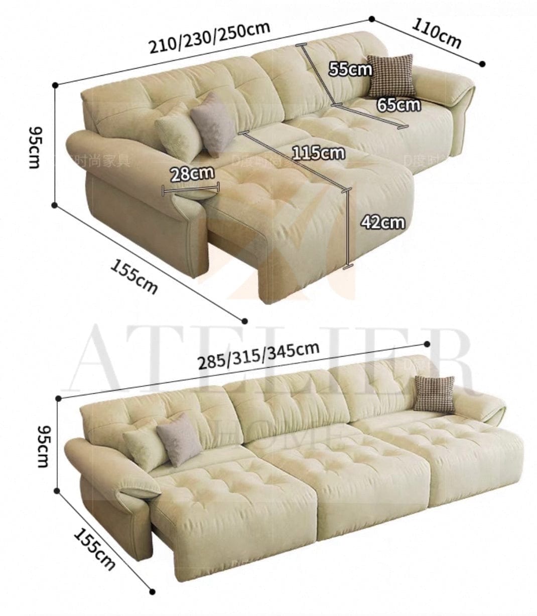 Home Atelier Elena Scratch Resistant Electric Sofa Bed