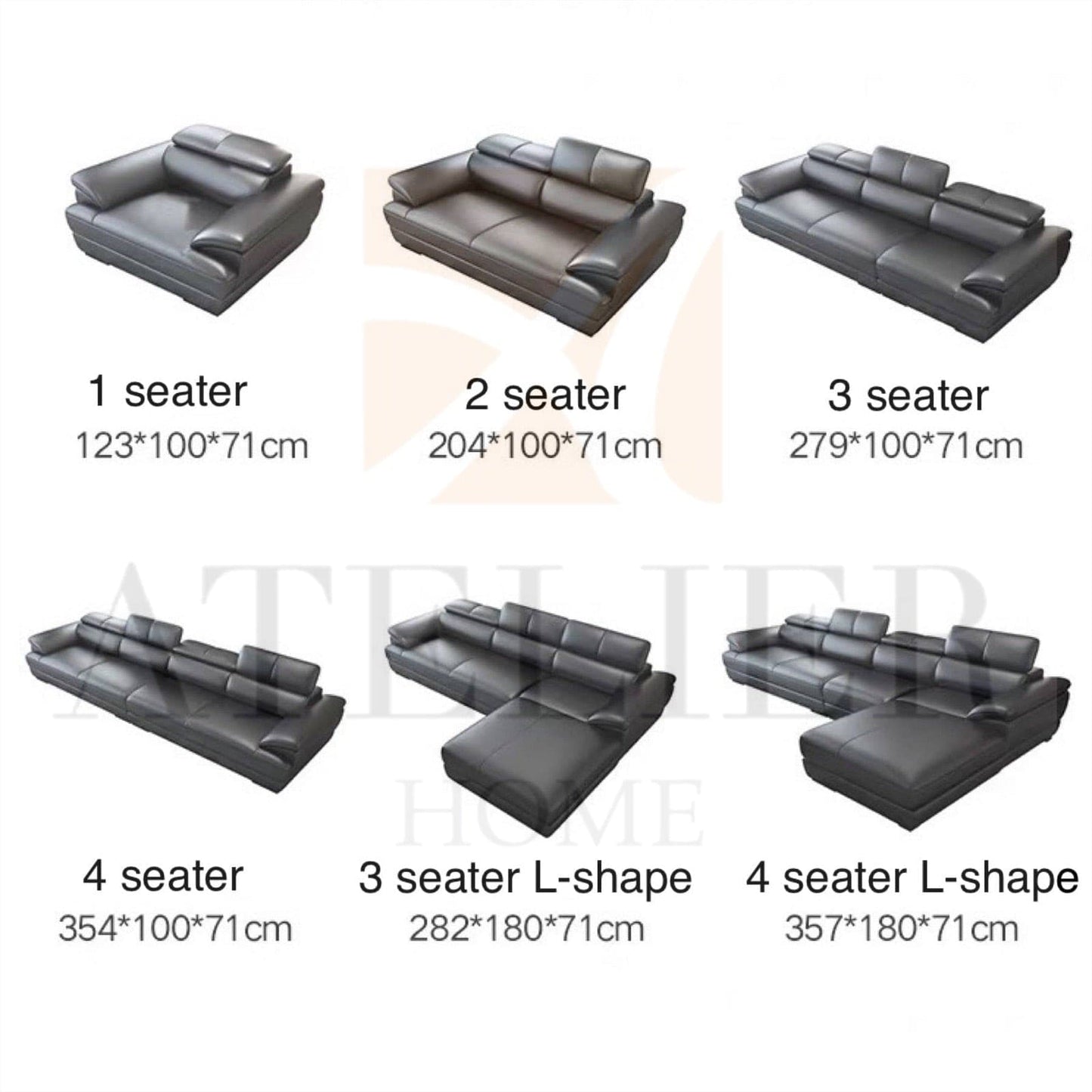 Home Atelier Elias Sectional Genuine Leather Sofa