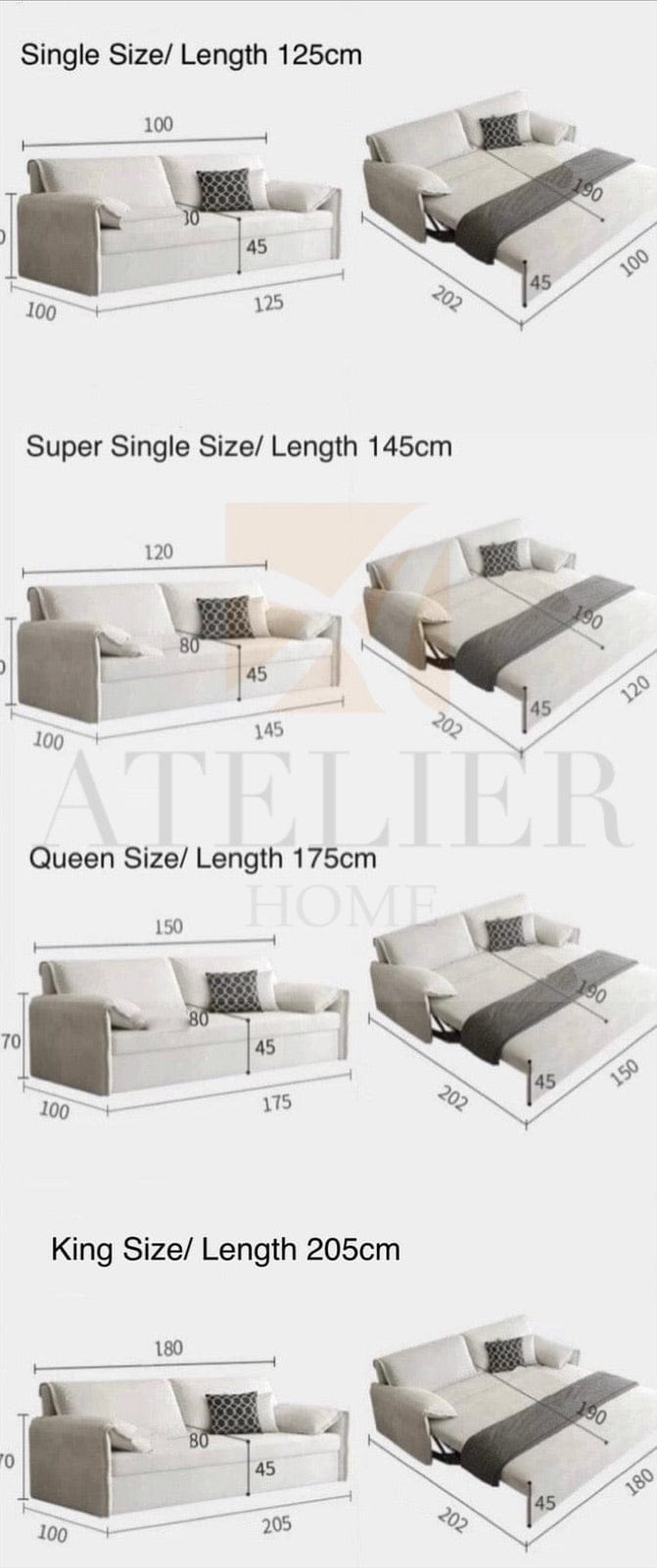 Home Atelier Elison Scratch Resistant Hydraulic Lift Sofa Bed