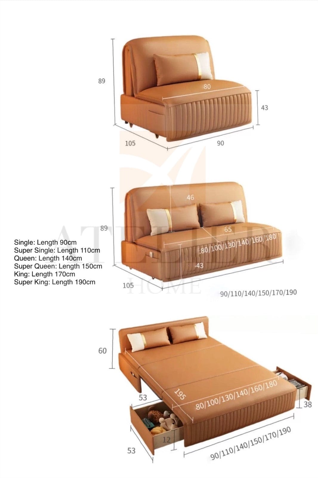 Home Atelier Ellis Electric Sofa Bed