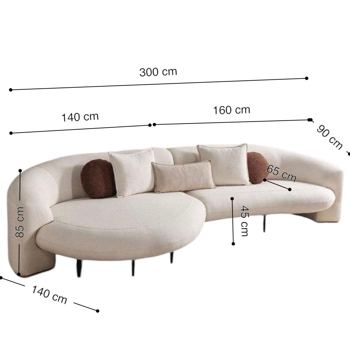 Home Atelier Emilia Designer Sectional Curve Sofa