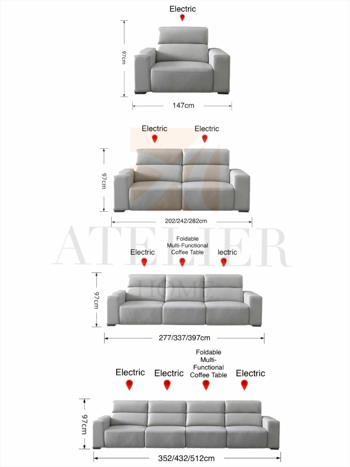 Home Atelier Eron Scratch Resistant Electric Sofa Bed