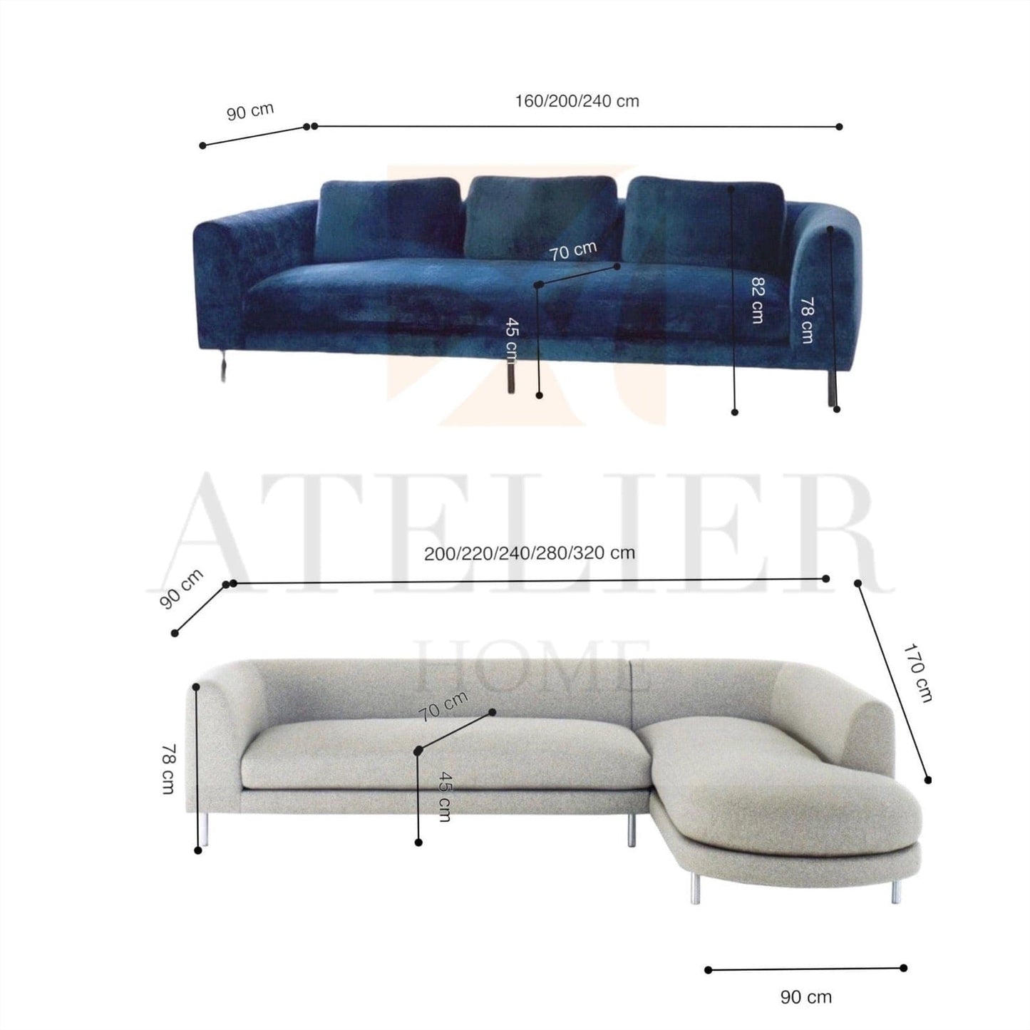 Home Atelier Escalla Scratch Resistant Sectional Sofa