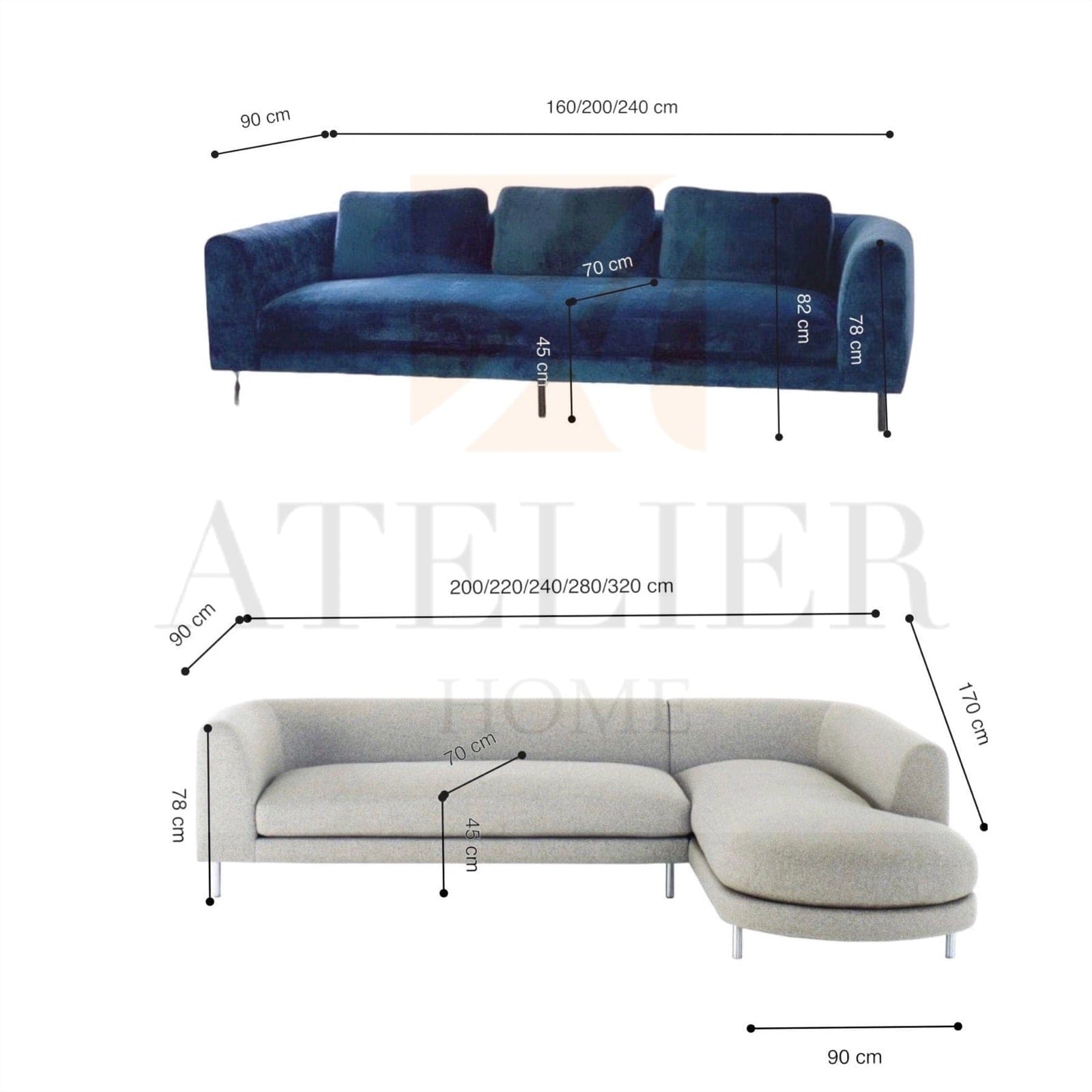 Home Atelier Escalla Scratch Resistant Sectional Sofa