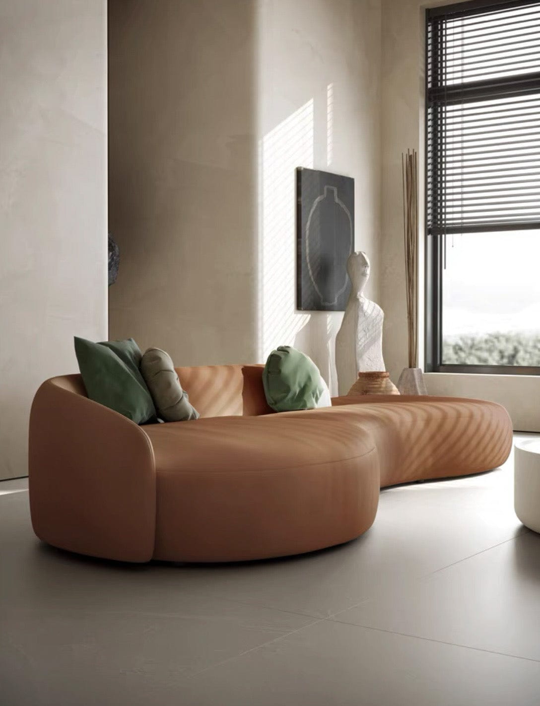 Home Atelier Ethan Scratch Resistant Leather Curve Sofa