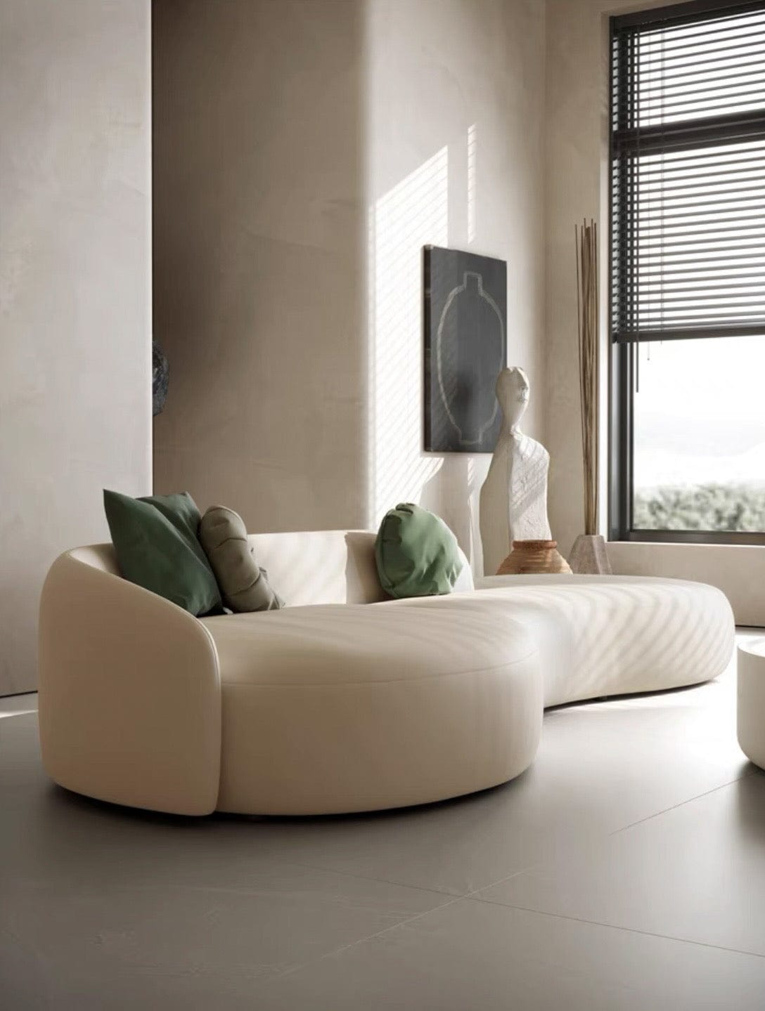 Home Atelier Ethan Scratch Resistant Leather Curve Sofa