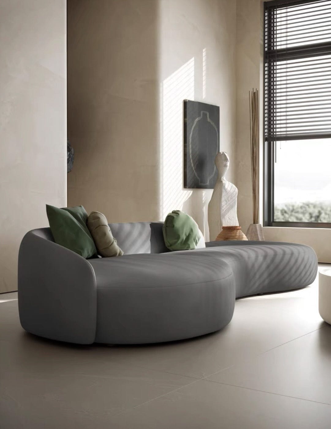 Home Atelier Ethan Scratch Resistant Leather Curve Sofa