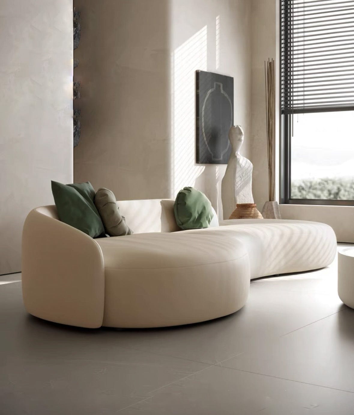 Home Atelier Ethan Scratch Resistant Leather Curve Sofa