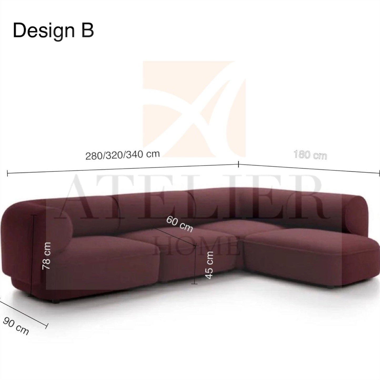 Home Atelier Evette Scratch Resistant Sectional Sofa