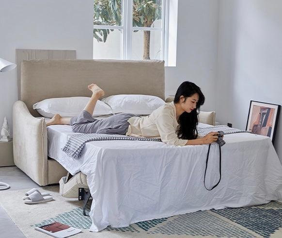 home-atelier-f31a Acacia Foldable Sofa Bed with Mattress