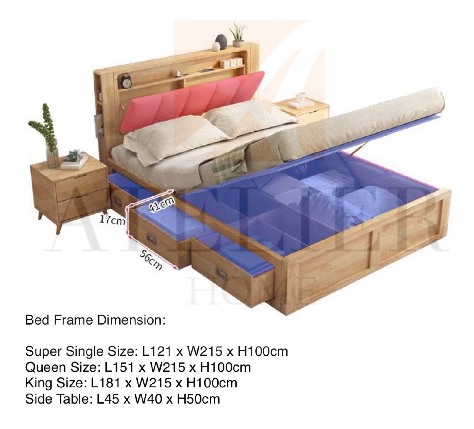 home-atelier-f31a Benjamin Storage Wooden Bed Frame