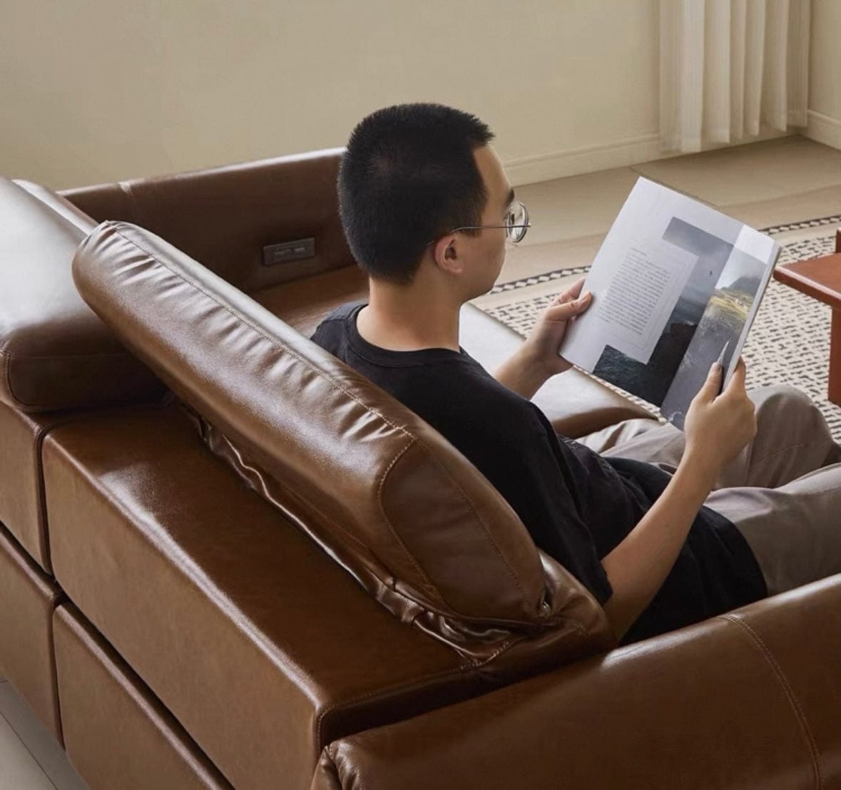 home-atelier-f31a Billy Sectional Electric Recliner Leather Sofa