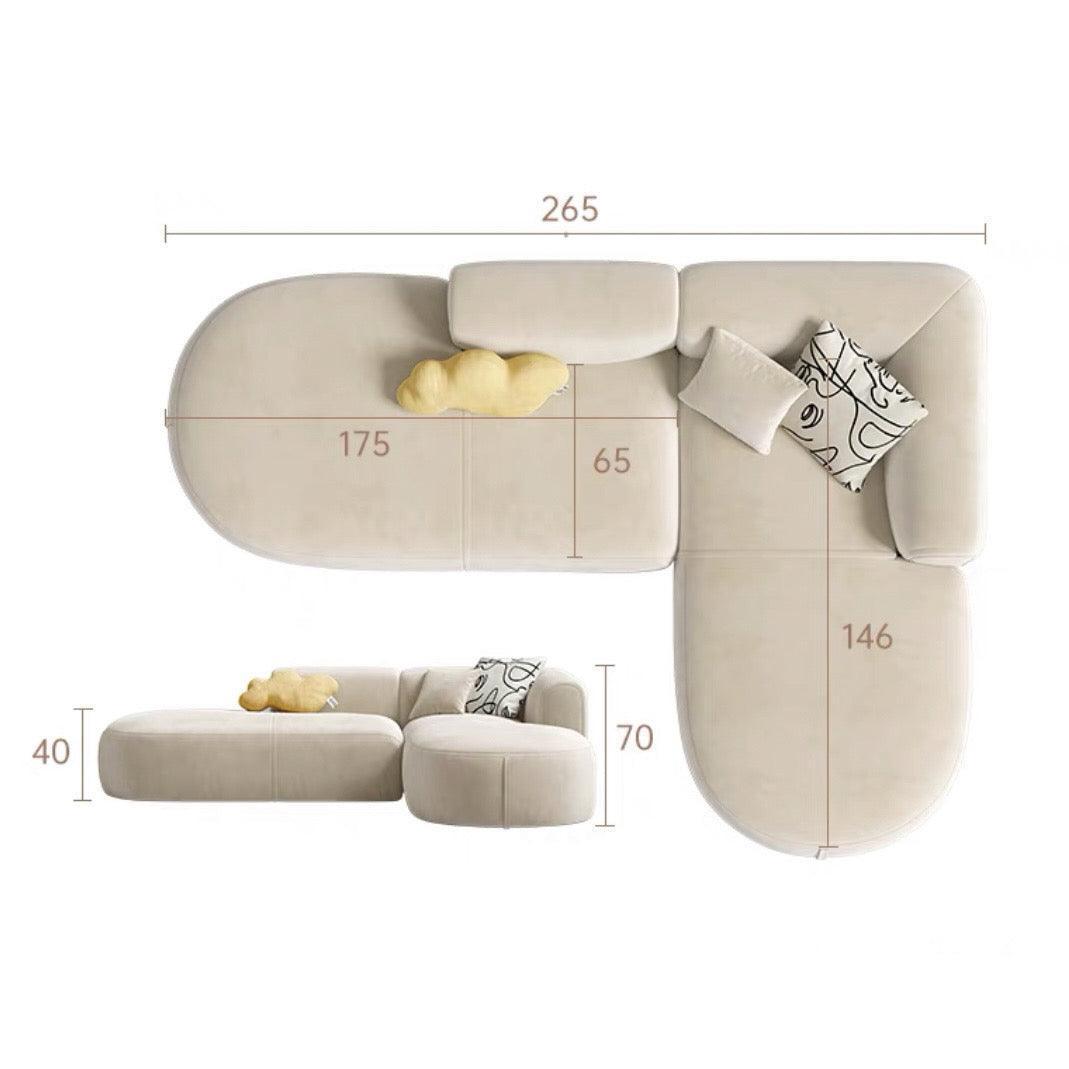 home-atelier-f31a Cat Proof Scratch Resistant Suede Fabric / Left+ Right Chaise/ Length 265cm / Cream Auri Sectional Scratch Resistant Sofa
